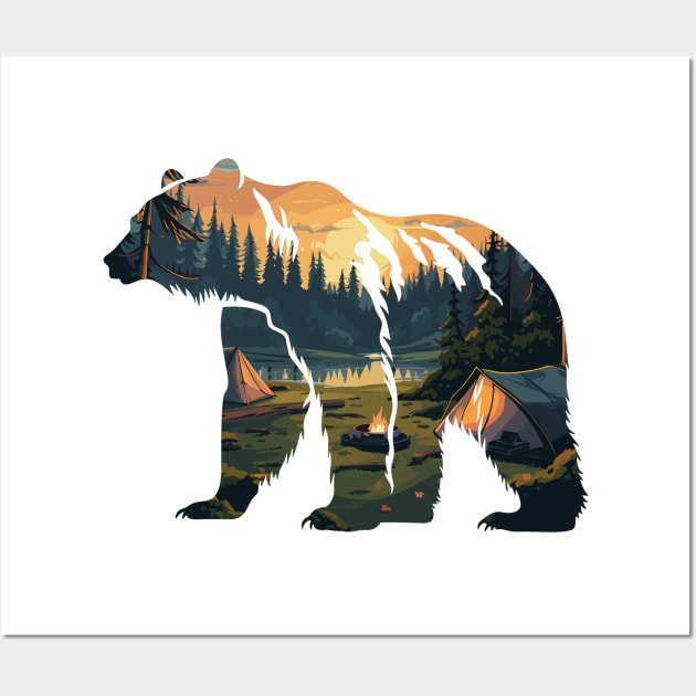 Bear Silhouette Forest Landscape - For Bear Lovers Wall Art by PaulJus